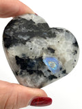 Rainbow Moonstone with Black Tourmaline Heart - Various Choices