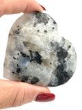 Rainbow Moonstone with Black Tourmaline Heart - Various Choices