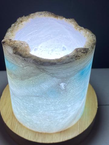 Blue Aragonite Timber LED USB Lamp Crystal Lamp