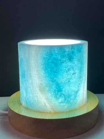 Blue Aragonite Timber LED USB Lamp Crystal Lamp