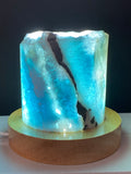 Blue Aragonite Timber LED USB Lamp Crystal Lamp