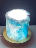 Blue Aragonite Timber LED USB Lamp Crystal Lamp