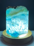 Blue Aragonite Timber LED USB Lamp Crystal Lamp