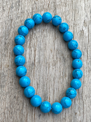 Turquenite Blue Howlite Crystal Bead Bracelet