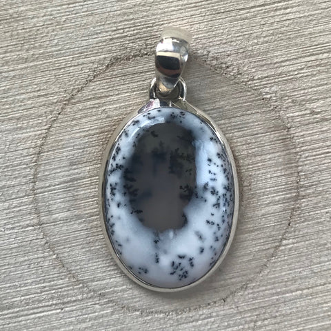 Dendritic Opal Pendant - 925 Sterling Silver