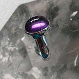 Round Amethyst Crystal Ring Sterling Silver