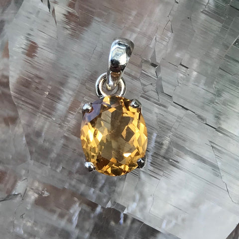 Citrine Faceted Pendant - 925 Sterling Silver