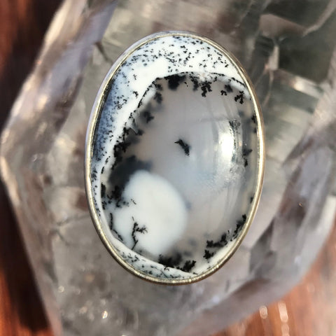 Dendritic Opal Ring - 925 Sterling Silver