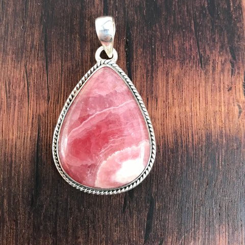 Rhodochrosite Pendant - 925 Sterling Silver