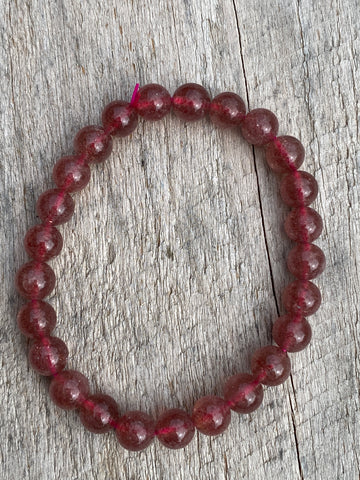 Strawberry Quartz Bead Bracelet