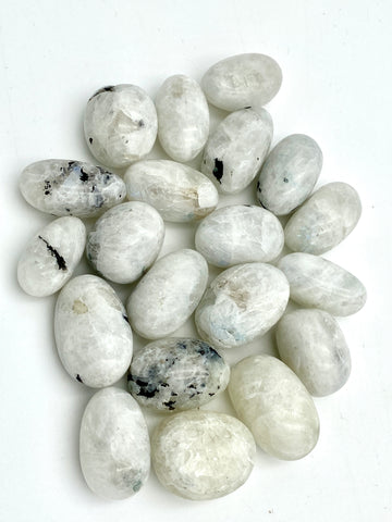 Rainbow Moonstone Tumbled Stone (some with Black Tourmaline) - S/M/L