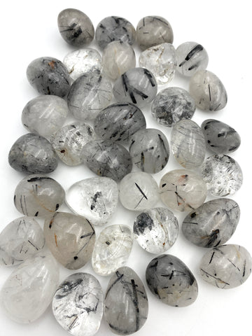 Black Tourmaline Quartz Tumbled Stone