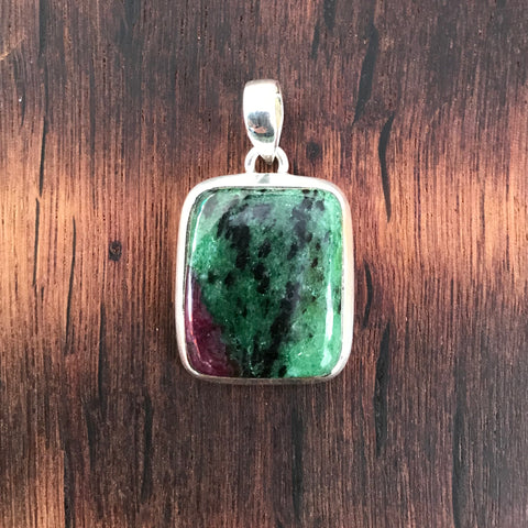 Ruby Zoisite Pendant - 925 Sterling Silver