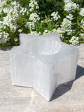 Selenite Votive/Tealight Candle Holder - Star