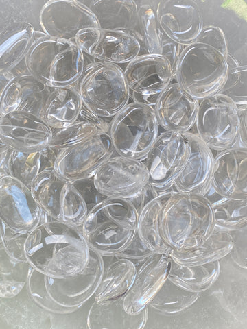 Flat Clear Quartz Tumbled Stones