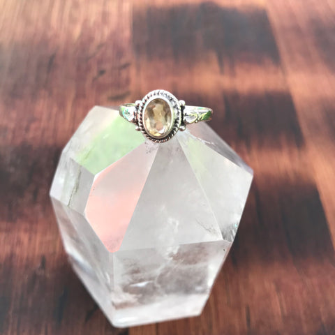 Citrine Faceted Ring - 925 Sterling Silver