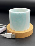 Blue Aragonite Lamp with timber USB base (#1)