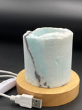 Blue Aragonite Lamp with timber USB base (#2)