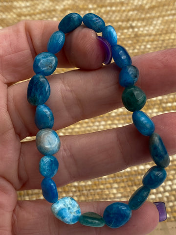 Blue Apatite Bead Bracelet