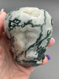 Moss Agate Druzy Crystal Skull