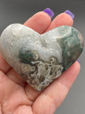 Moss Agate Druzy Hearts - Various Choices