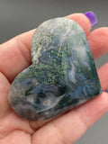 Moss Agate Druzy Hearts - Various Choices