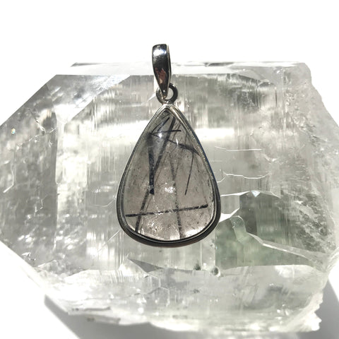 Tourmalinated Quartz Pendant - 925 Sterling Silver