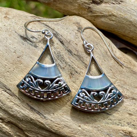Mother of Pearl Inlay Earrings - 925 Sterling Silver