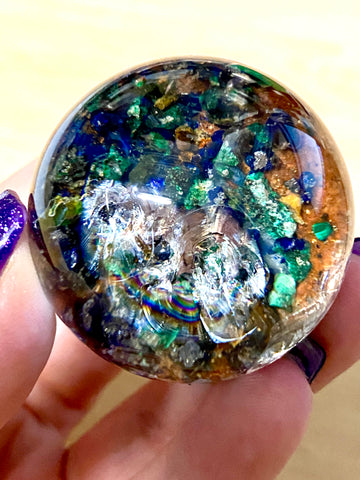 Azurite Malachite Garden Quartz Crystal Sphere