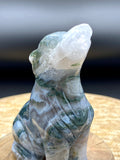 Moss Agate Crystal Druzy Wolf Dog