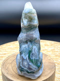 Moss Agate Crystal Druzy Wolf Dog