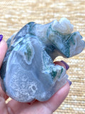 Moss Agate Crystal Druzy Wolf Dog