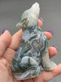 Moss Agate Crystal Druzy Wolf Dog