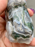 Moss Agate Crystal Druzy Wolf Dog