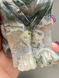 Moss Agate Crystal Druzy Wolf Dog