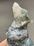 Moss Agate Crystal Druzy Wolf Dog