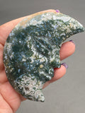 Moss Agate Moon Face with Crystal Druzy