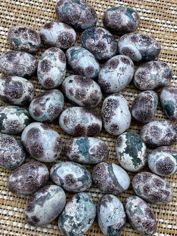 Russian Green Flower Agate Tumbled Stone Crystals