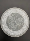 Triskelion Selenite Crystal Charging Plate