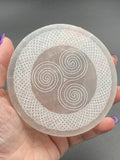 Triskelion Selenite Crystal Charging Plate