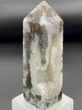 Druzy Moss Agate Crystal Point Tower