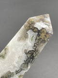 Druzy Moss Agate Crystal Point Tower