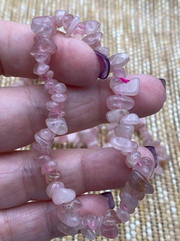 Rose Quartz Crystal Chip Bracelet