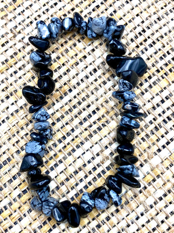 Snowflake Obsidian Crystal Chip Bracelet