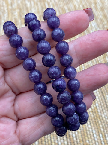 Dark Lepidolite Crystal Bead Bracelet