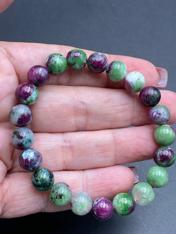 Ruby Zoisite Bead Bracelet Crystal