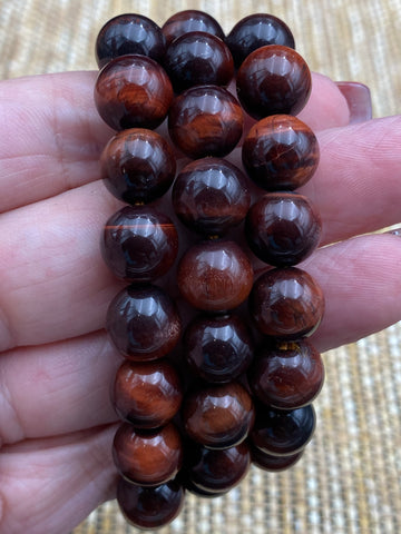 Red Tiger Eye Crystal Bead Bracelet