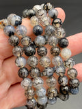 Snakeskin Black Agate Bead Bracelet Crystal