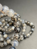 Snakeskin Black Agate Bead Bracelet Crystal