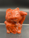 Red Jasper Lucky Fortune Waving Cat Crystal